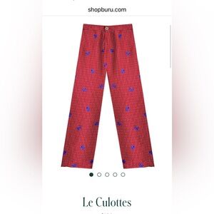 BURU Le Culottes Red and Blue Patterned Cropped Pants